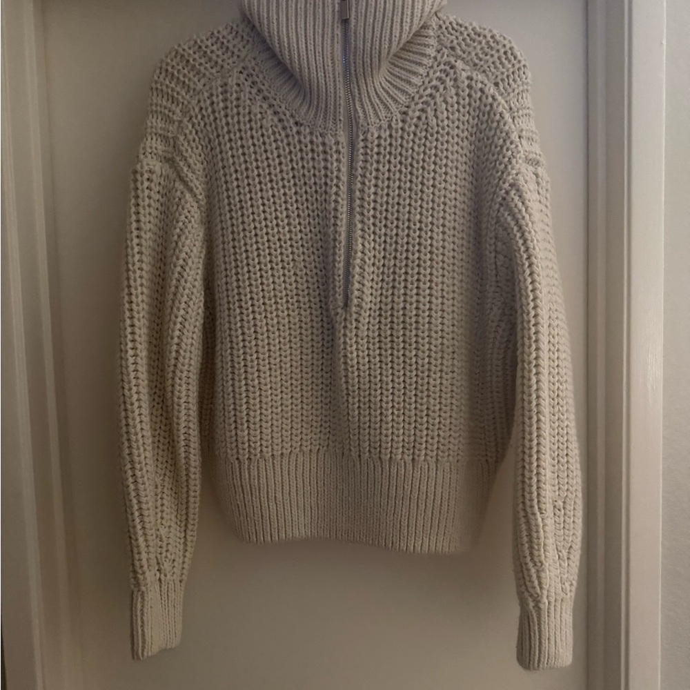H&M Cream Half-Zip Chunky Knit Turtleneck Sweater - Picture 4 of 5